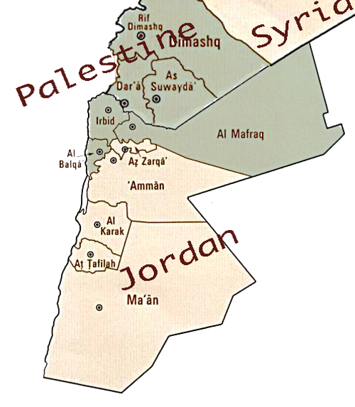 The new State of Palestine, between Jordan and Syria